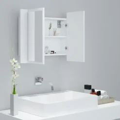 vidaXL - Led-spiegelkast - Wit - Bewerkt hout