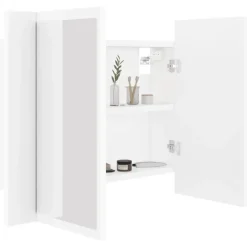 vidaXL - Led-spiegelkast - Wit - Bewerkt hout