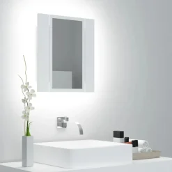 vidaXL - Led-spiegelkast - Wit - Bewerkt hout