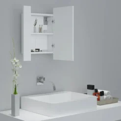 vidaXL - Led-spiegelkast - Wit - Bewerkt hout