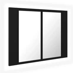 vidaXL - Led-spiegelkast - Zwart - Bewerkt hout