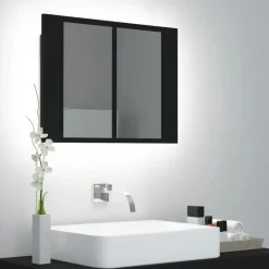 vidaXL - Led-spiegelkast - Zwart - Bewerkt hout