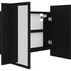 vidaXL - Led-spiegelkast - Zwart - Bewerkt hout