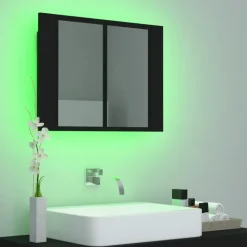 vidaXL - Led-spiegelkast - Zwart - Bewerkt hout