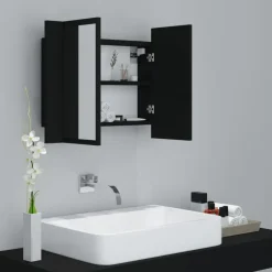 vidaXL - Led-spiegelkast - Zwart - Bewerkt hout