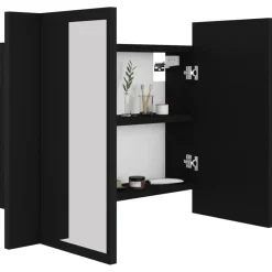 vidaXL - Led-spiegelkast - Zwart - Bewerkt hout