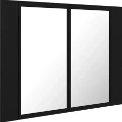 vidaXL - Led-spiegelkast - Zwart - Bewerkt hout