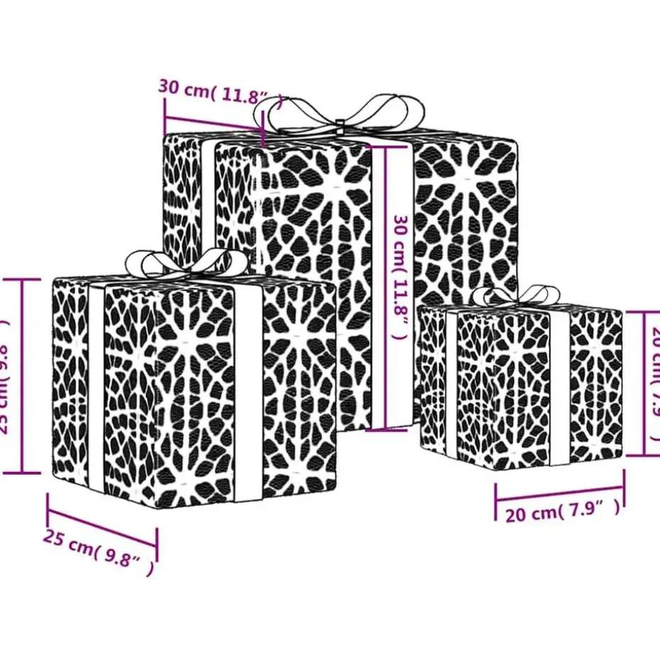 vidaXL - Lichtgevende Kerstdoos - Wit - 3 stuks