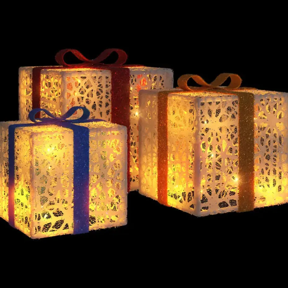 vidaXL - Lichtgevende Kerstdoos - Wit - 3 stuks