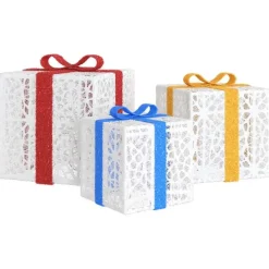 vidaXL - Lichtgevende Kerstdoos - Wit - 3 stuks