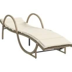 vidaXL - Ligbed - Beige - Poly rattan