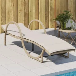 vidaXL - Ligbed - Beige - Poly rattan