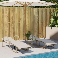 vidaXL - Ligbed - Beige - Poly rattan