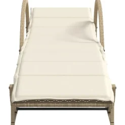 vidaXL - Ligbed - Beige - Poly rattan