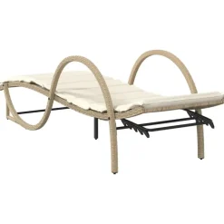 vidaXL - Ligbed - Beige - Poly rattan