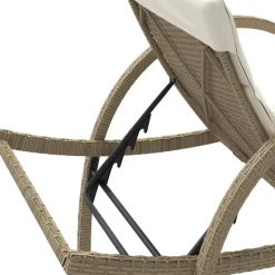 vidaXL - Ligbed - Beige - Poly rattan