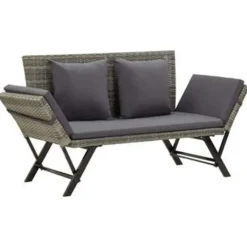 vidaXL - Ligbed - Grijs - Poly rattan