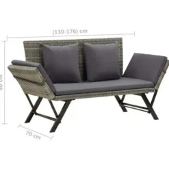 vidaXL - Ligbed - Grijs - Poly rattan