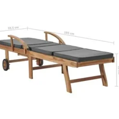 vidaXL - Ligbed - Grijs - Teakhout