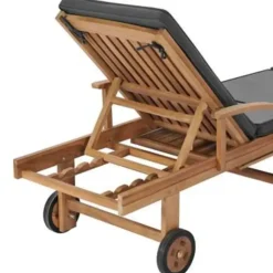 vidaXL - Ligbed - Grijs - Teakhout