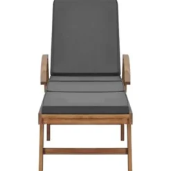 vidaXL - Ligbed - Grijs - Teakhout