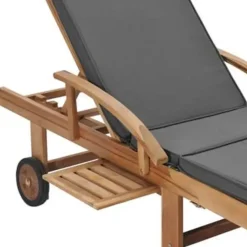 vidaXL - Ligbed - Grijs - Teakhout