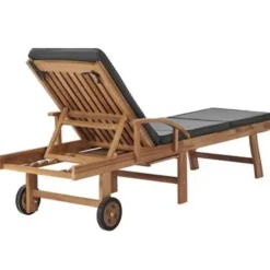 vidaXL - Ligbed - Grijs - Teakhout