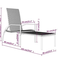 vidaXL - Ligbed - Zwart - Poly rattan