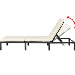 vidaXL - Ligbed - Zwart - Poly rattan