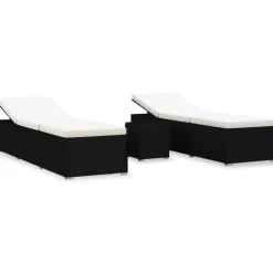 vidaXL - Ligbed - Zwart - Poly rattan