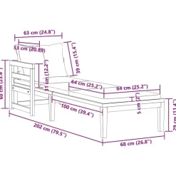 vidaXL - Ligbed met 1 armleuning - Grijs - Acaciahout