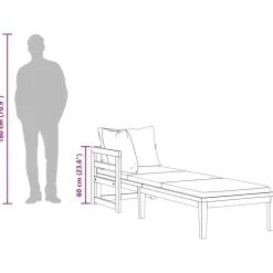vidaXL - Ligbed met 1 armleuning - Grijs - Acaciahout