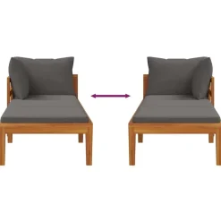 vidaXL - Ligbed met 1 armleuning - Grijs - Acaciahout