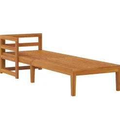 vidaXL - Ligbed met 1 armleuning - Grijs - Acaciahout