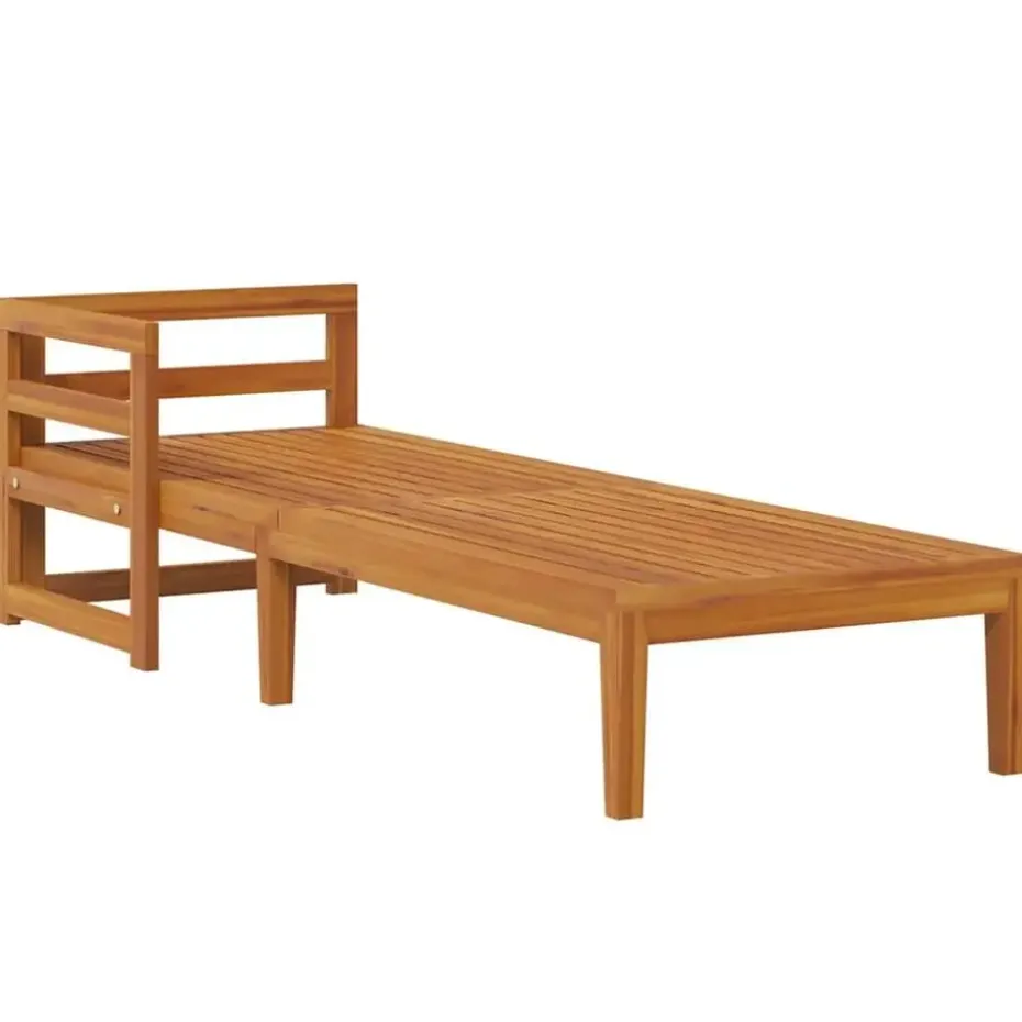 vidaXL - Ligbed met 1 armleuning - Grijs - Acaciahout