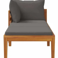vidaXL - Ligbed met 1 armleuning - Grijs - Acaciahout