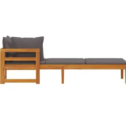 vidaXL - Ligbed met 1 armleuning - Grijs - Acaciahout
