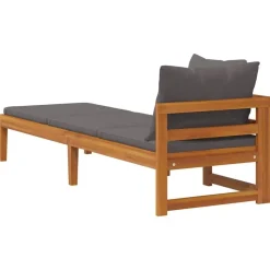 vidaXL - Ligbed met 1 armleuning - Grijs - Acaciahout