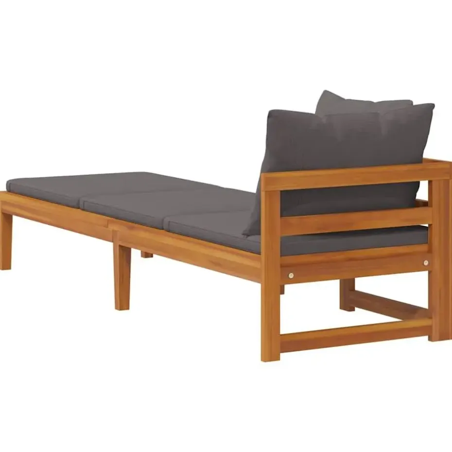 vidaXL - Ligbed met 1 armleuning - Grijs - Acaciahout
