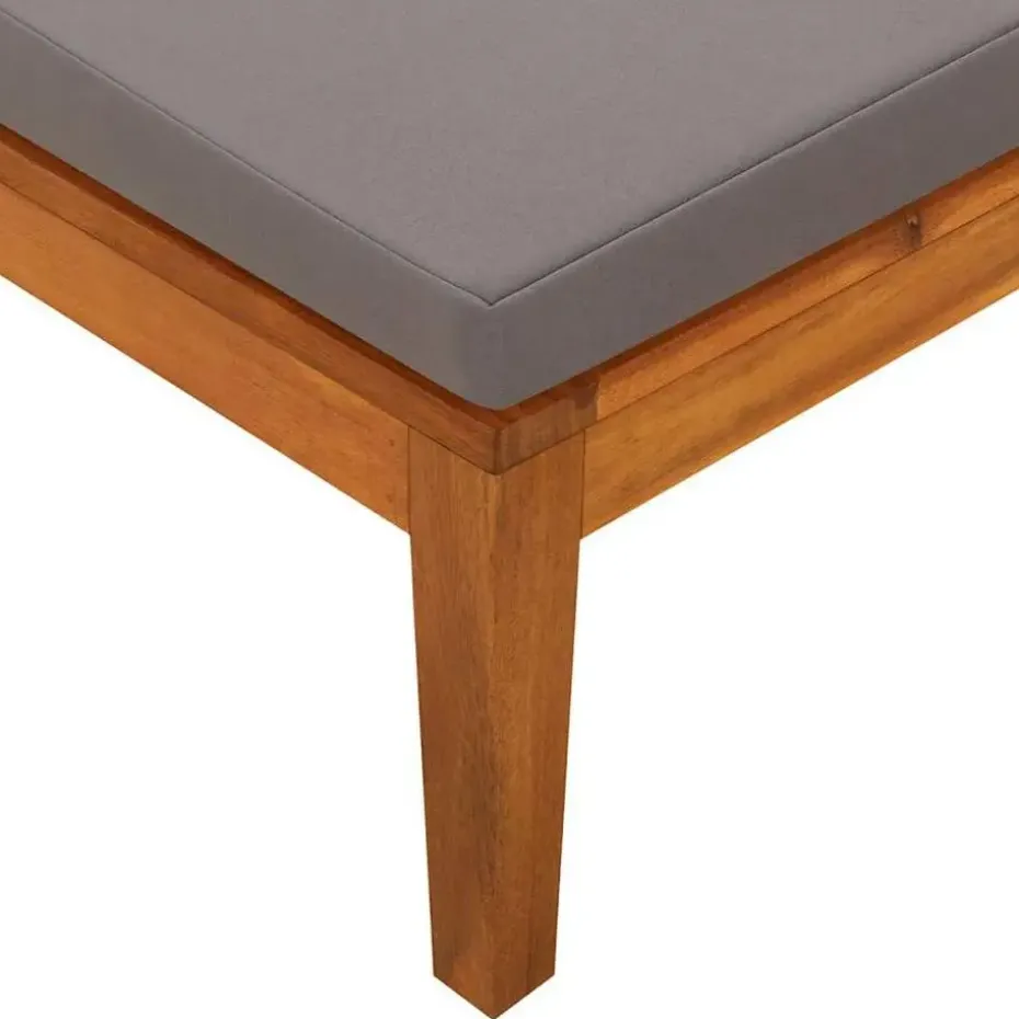 vidaXL - Ligbed met 1 armleuning - Grijs - Acaciahout