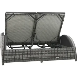 vidaXL - Ligstoel - Antraciet - Poly rattan - 200 x 132 x 45 cm