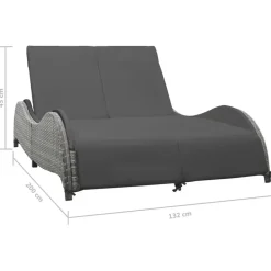 vidaXL - Ligstoel - Antraciet - Poly rattan - 200 x 132 x 45 cm