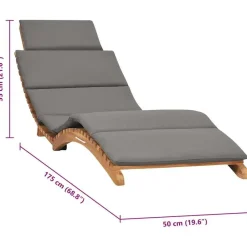 vidaXL - Ligstoel - Grijs - Teakhout