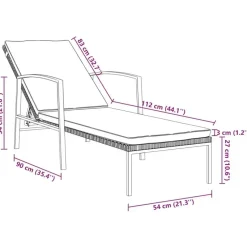vidaXL - Ligstoel - Zwart - Poly rattan