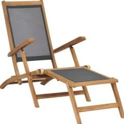 vidaXL - Ligstoel - Zwart - Hout
