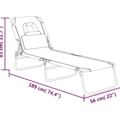 vidaXL - Ligstoel - Zwart - Staal