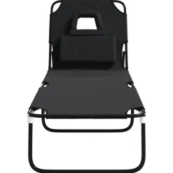 vidaXL - Ligstoel - Zwart - Staal