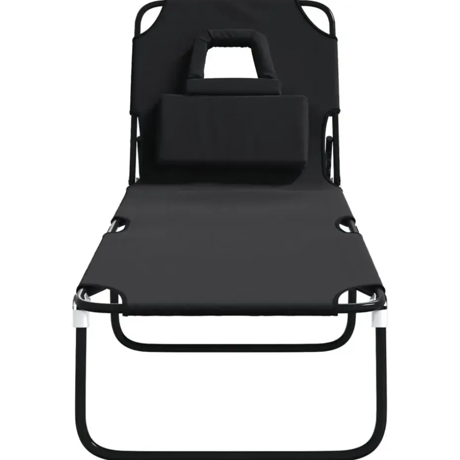 vidaXL - Ligstoel - Zwart - Staal