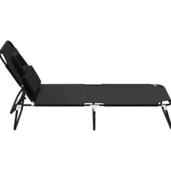 vidaXL - Ligstoel - Zwart - Staal