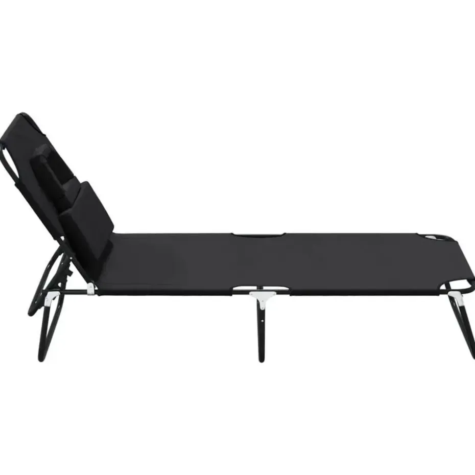 vidaXL - Ligstoel - Zwart - Staal